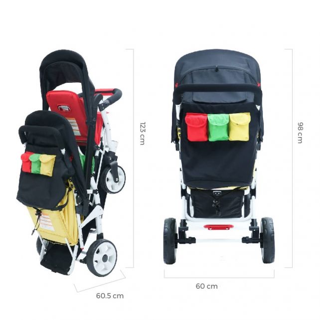 Poussette 3 places Lidoo H3E + Ergondrive