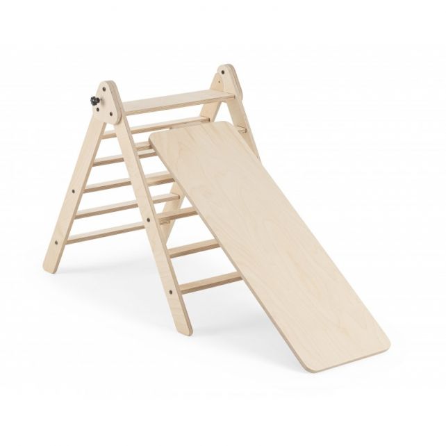 Pikko set triangle pliable pikler + toboggan/escalade - Naturel