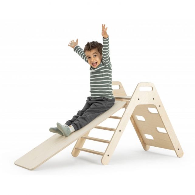 Piky set triangle pikler + toboggan / escalade - Naturel